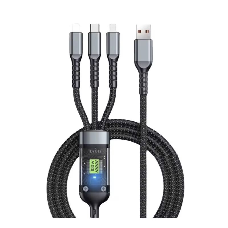 CABLE 3 EN 1 SUPER RAPIDO 100W RECUBRIMIENTO NYLON MEGA REFORZADO 1.2M - 1