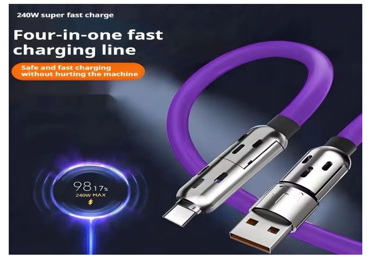 CABLE 4 EN 1 CARGA RAPIDA 240W RECUBRIMIENTO MEGA REFORZADO  2 METROS - 6