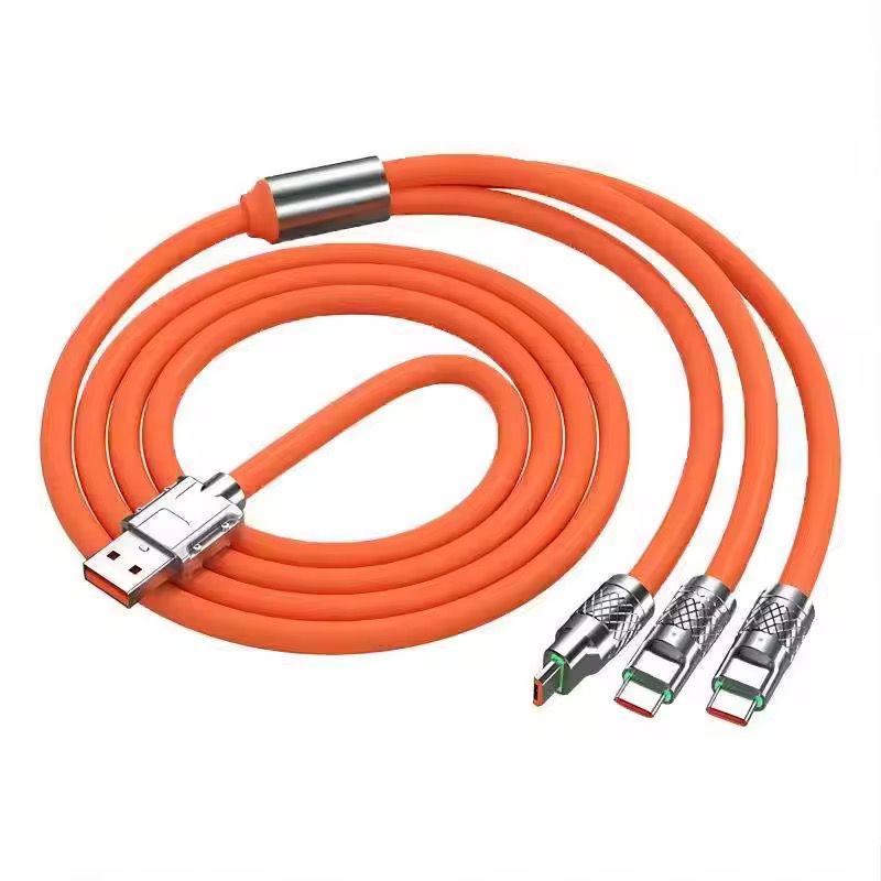 CABLE 3 EN 1 CARGA RAPIDA 120W 1.2 METROS CON RECUBRIMIENTO REFORZADO Y CABEZAL METALIZADO - 1