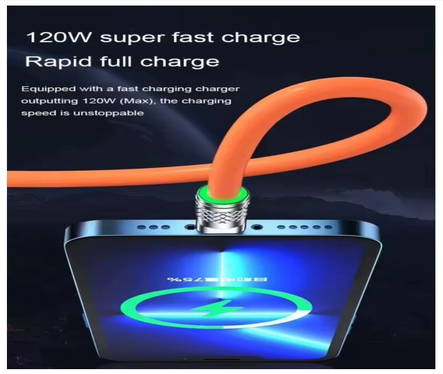CABLE 3 EN 1 CARGA RAPIDA 120W 1.2 METROS CON RECUBRIMIENTO REFORZADO Y CABEZAL METALIZADO - 4