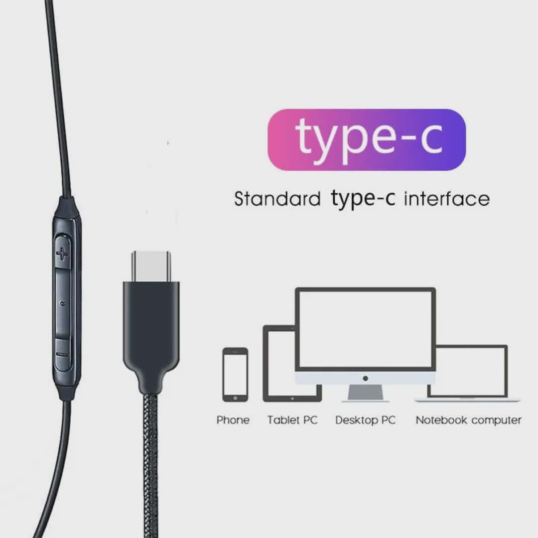 AUDIFONO ENTRADA USB-C ESTEREO SUPER BASS PARA TODOS LOS EQUIPOS DE NYLON TRENZADO ALTA RESISTENCIA - 3