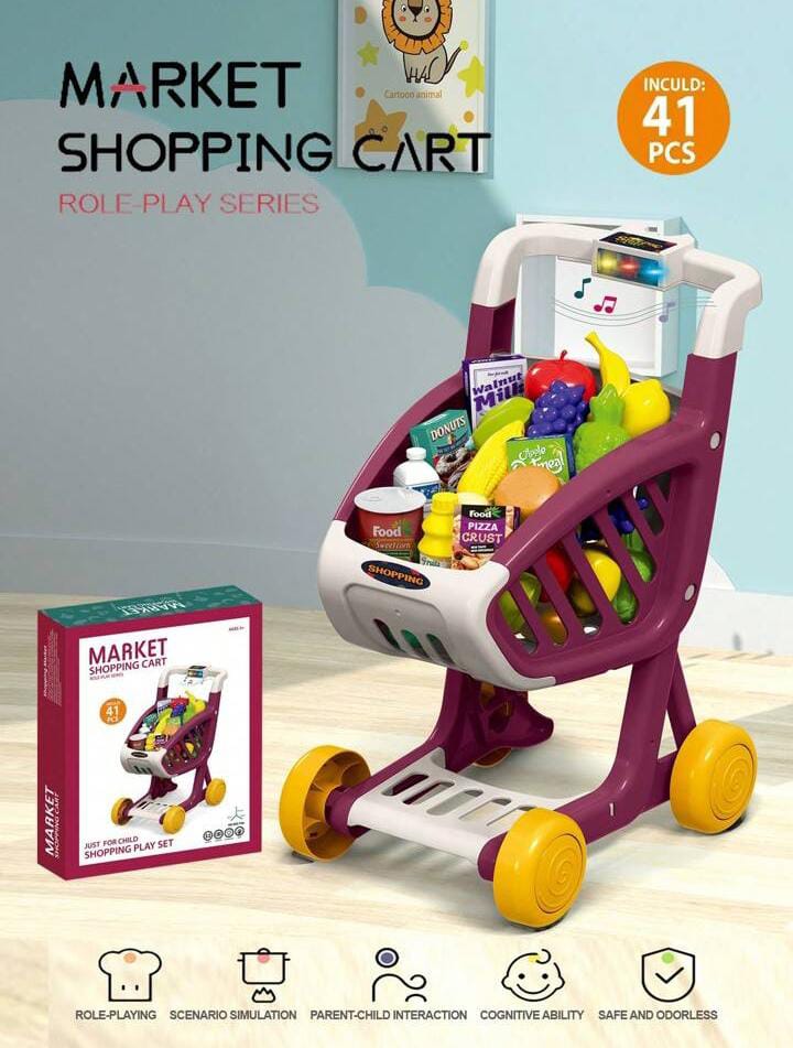 CARRITO COMPRAS NIÑAS CON 41 ACCESORIOS - 1