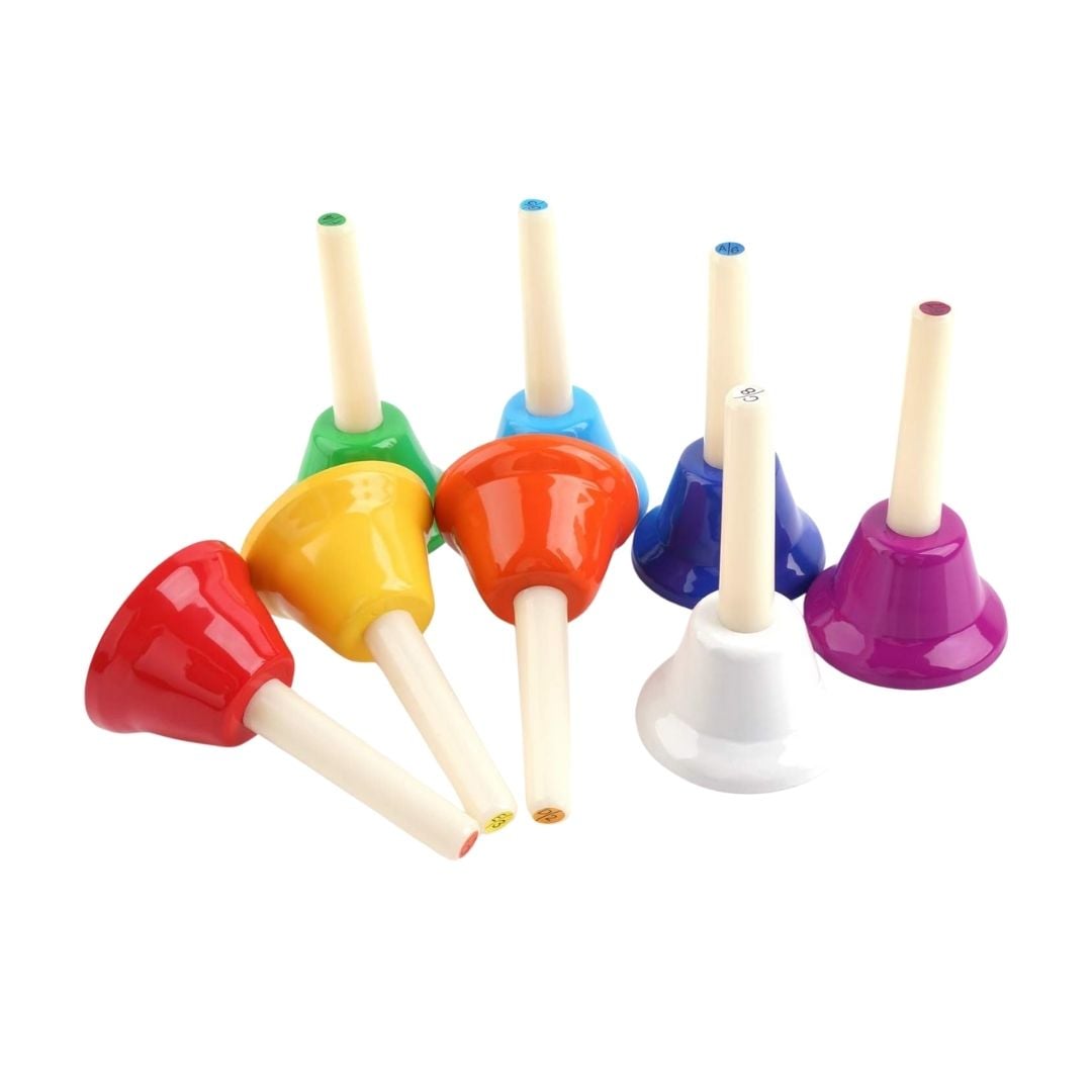 CAMPANAS MUSICALES DE MANO PARA NIÑOS CON 8 NOTAS DE COLORES - 2