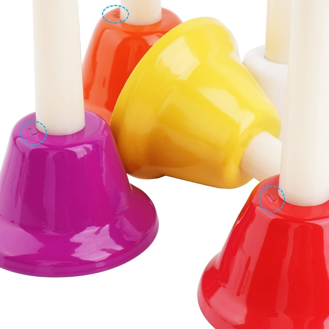 CAMPANAS MUSICALES DE MANO PARA NIÑOS CON 8 NOTAS DE COLORES - 4