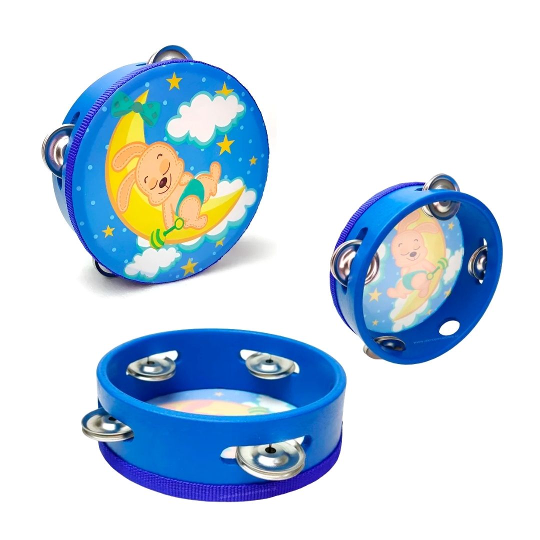PANDERETA INFANTIL DE MADERA CON 4 CHAPAS - VERDE - 2