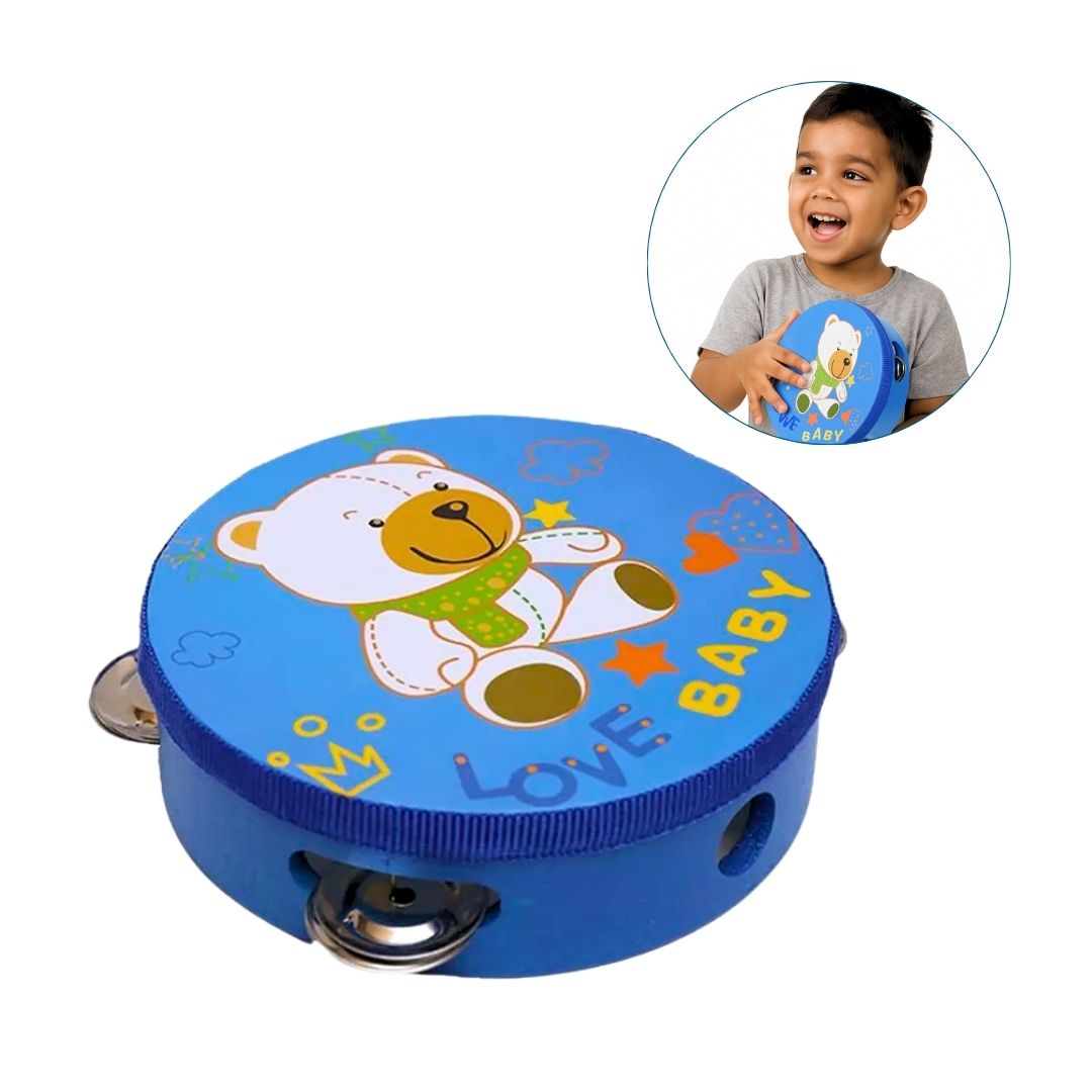 PANDERETA ROSADA INFANTIL 20 CM CON DISEÑO PARA NIÑOS - 1