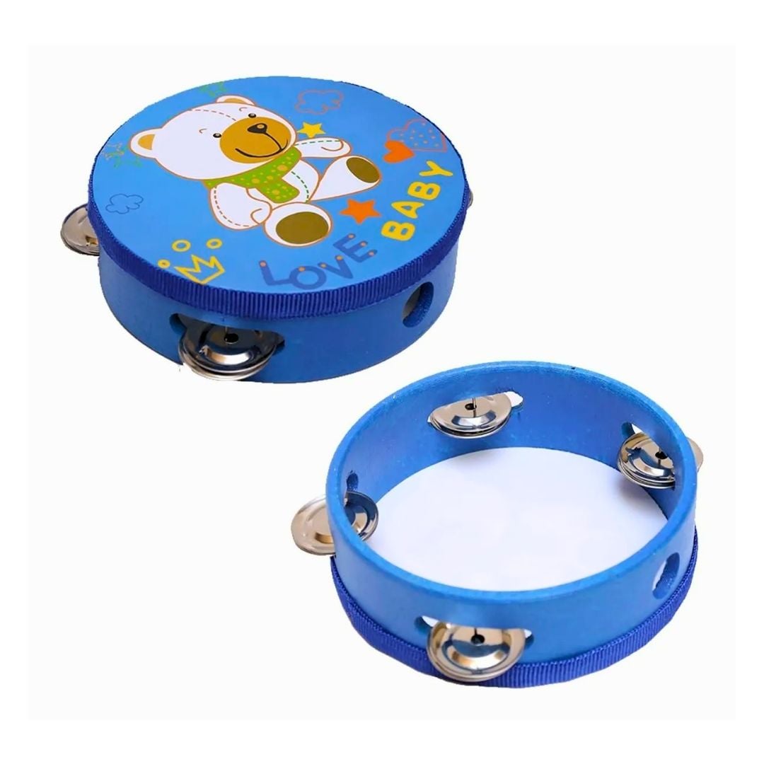PANDERETA ROSADA INFANTIL 20 CM CON DISEÑO PARA NIÑOS - 2