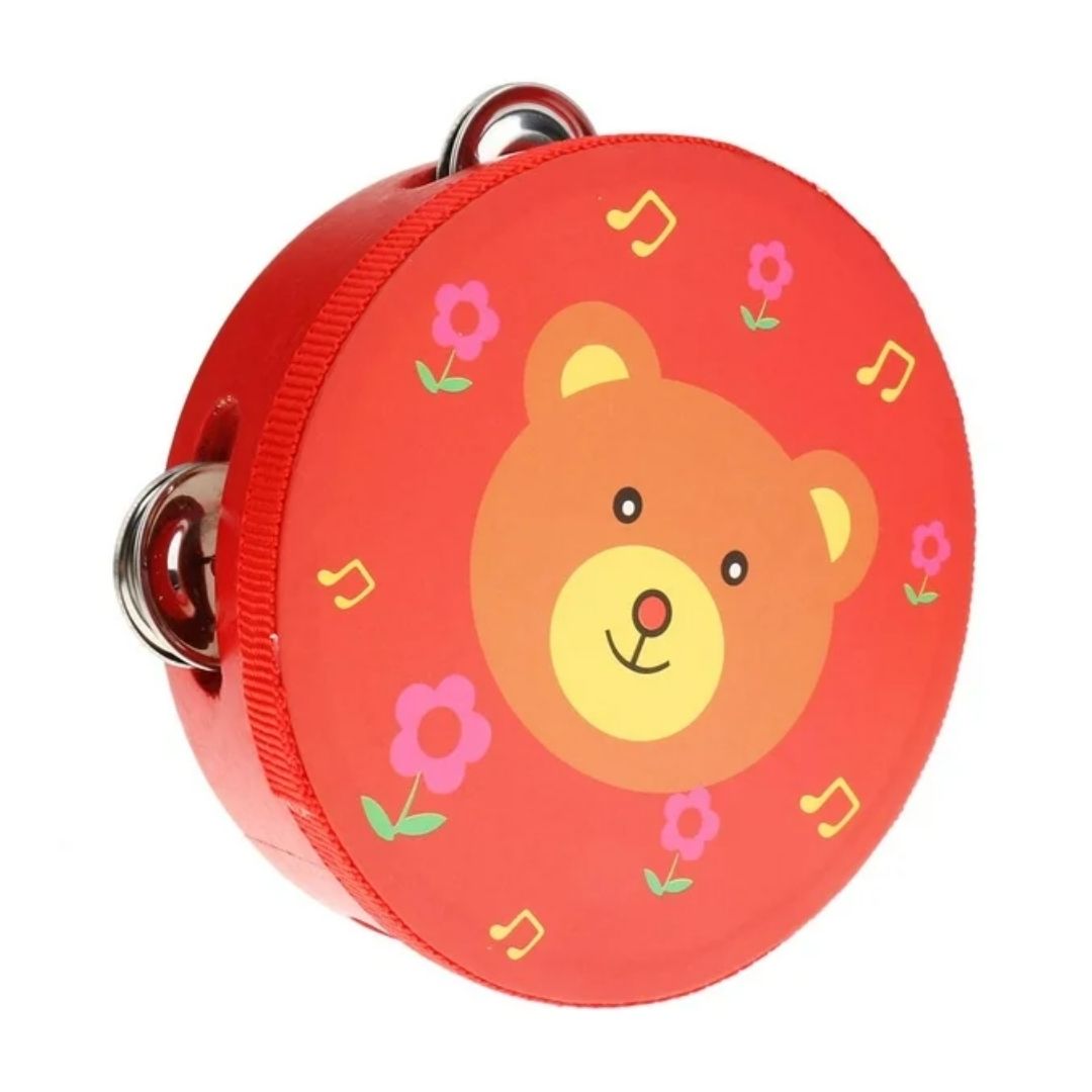 PANDERETA ROSADA INFANTIL 20 CM CON DISEÑO PARA NIÑOS - 2