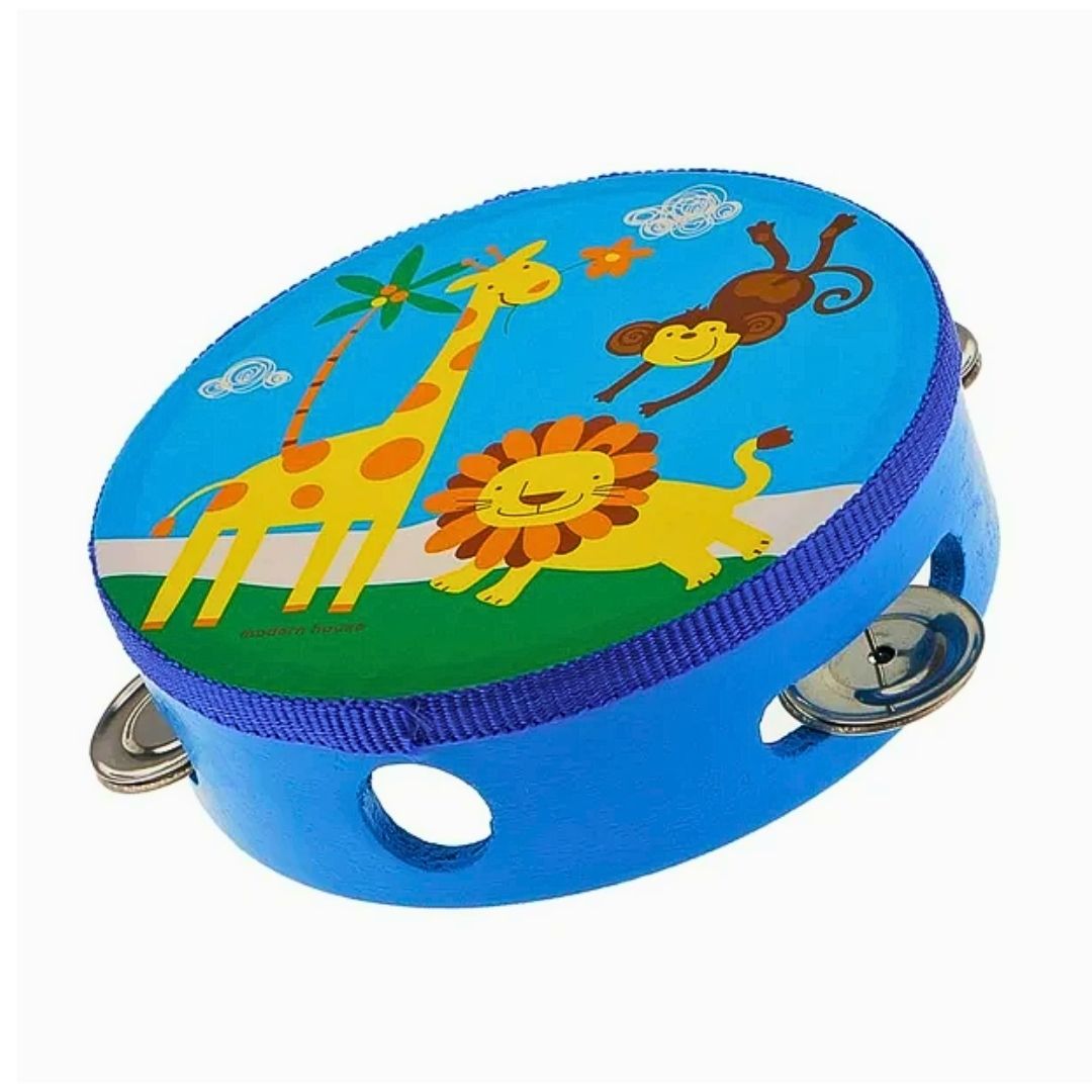 PANDERETA ROSADA INFANTIL 20 CM CON DISEÑO PARA NIÑOS - 2