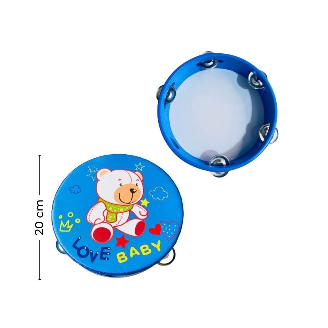 PANDERETA ROSADA INFANTIL 20 CM CON DISEÑO PARA NIÑOS - 3