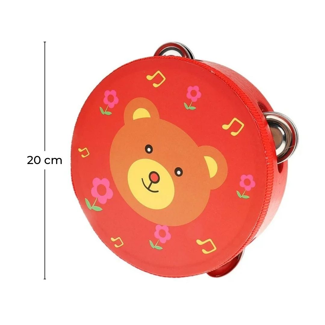 PANDERETA ROSADA INFANTIL 20 CM CON DISEÑO PARA NIÑOS - 3