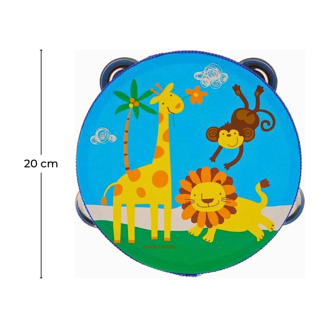 PANDERETA ROSADA INFANTIL 20 CM CON DISEÑO PARA NIÑOS - 3