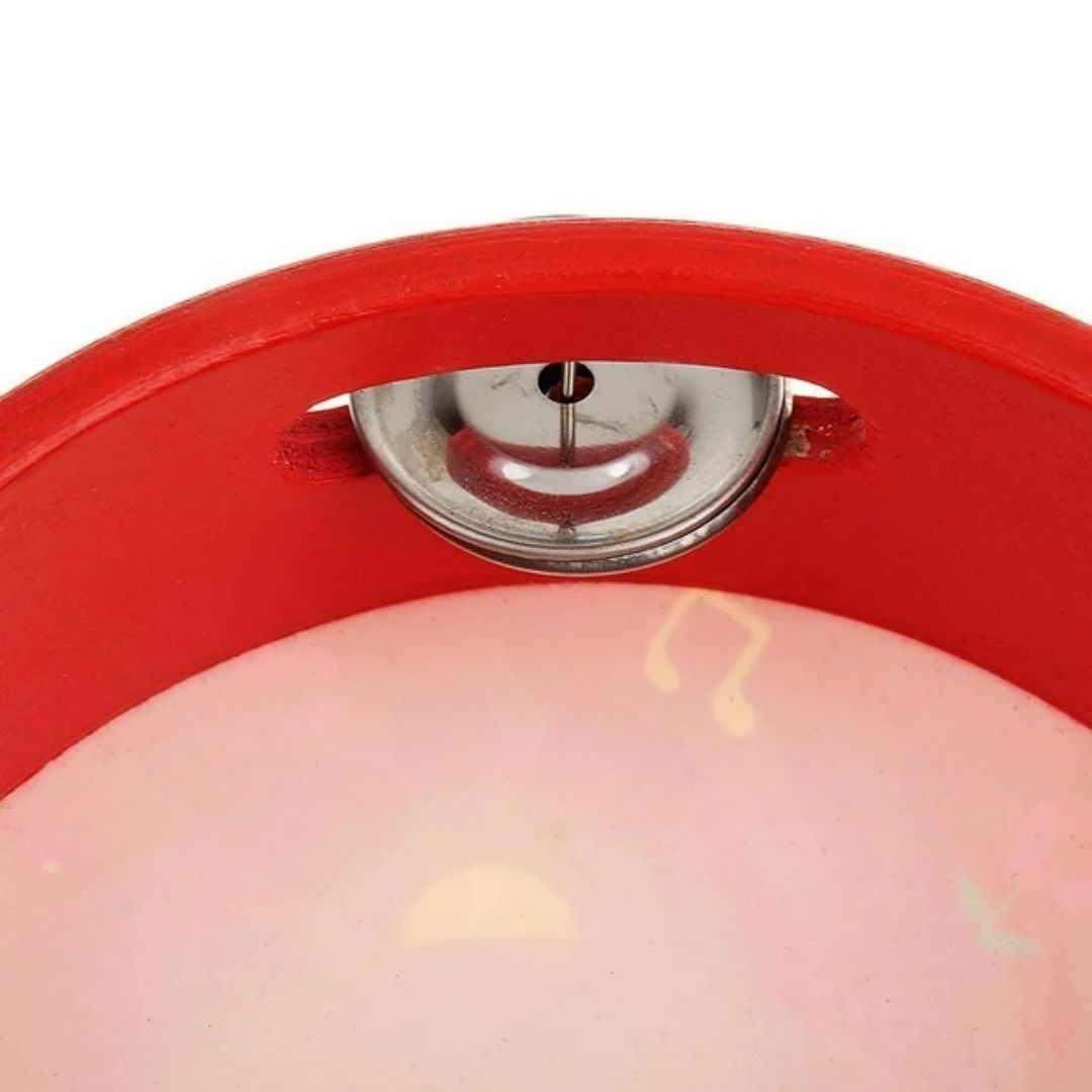 PANDERETA ROSADA INFANTIL 20 CM CON DISEÑO PARA NIÑOS - 4
