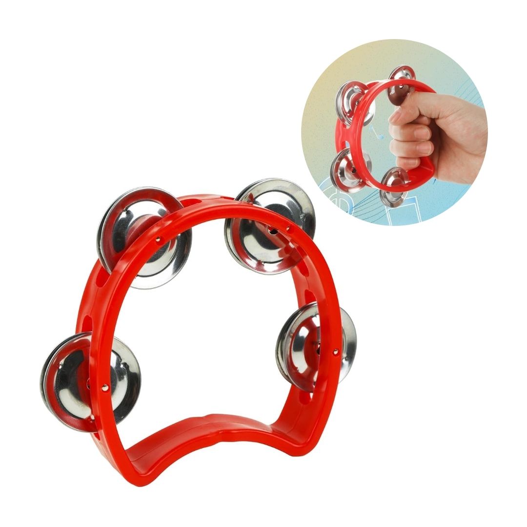 PANDERETA INFANTIL DE PLÁSTICO CON 4 CHAPAS - VERDE - 1