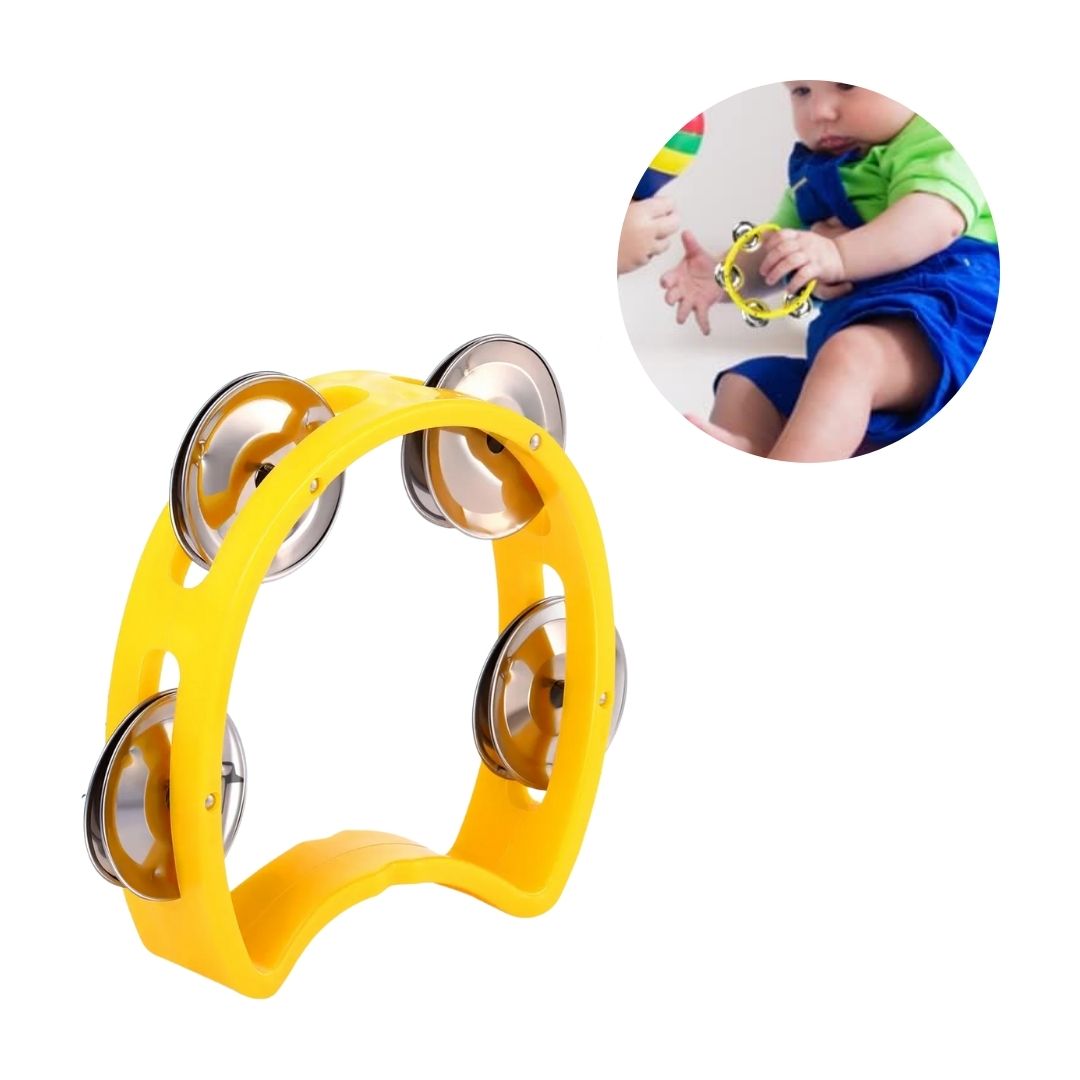 PANDERETA INFANTIL PLÁSTICA 4 CHAPAS 10 CM - ROJO - 1
