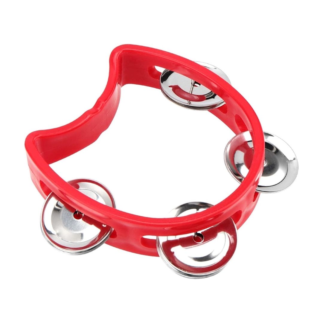 PANDERETA INFANTIL PLÁSTICA 4 CHAPAS 10 CM - ROJO - 2
