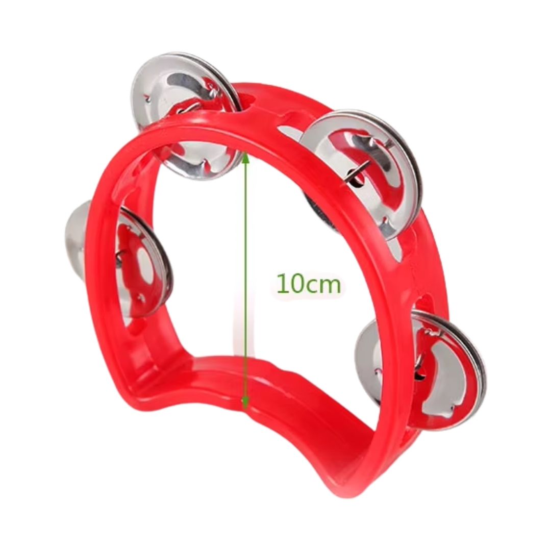 PANDERETA INFANTIL PLÁSTICA 4 CHAPAS 10 CM - ROJO - 3