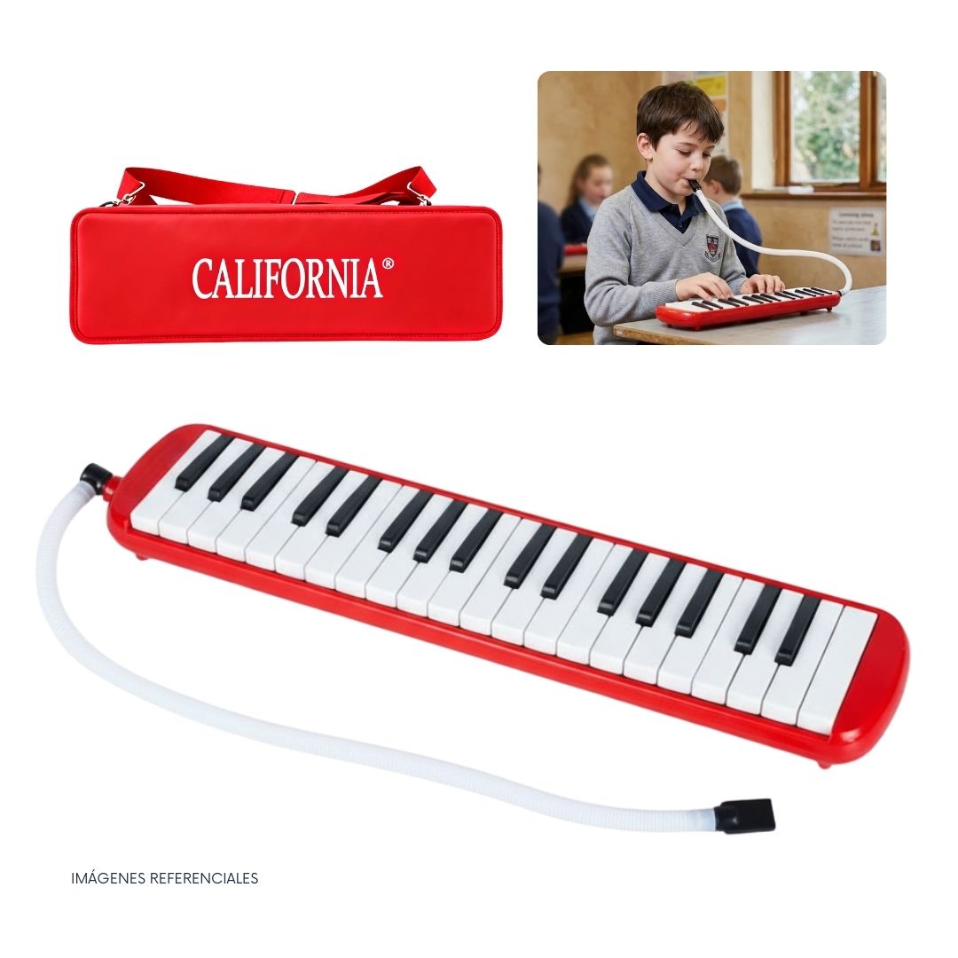 MELÓDICA DE 37 TECLAS 'CALIFORNIA' - COLOR ROJO CON ESTUCHE RÍGIDO - 1