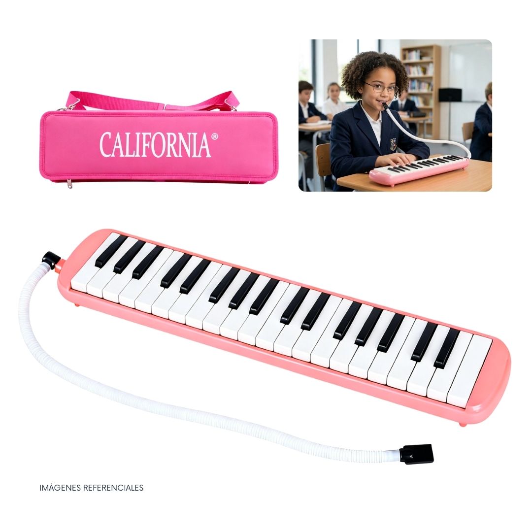 MELÓDICA DE 37 TECLAS 'CALIFORNIA' - COLOR ROSADO CON ESTUCHE RÍGIDO - 1