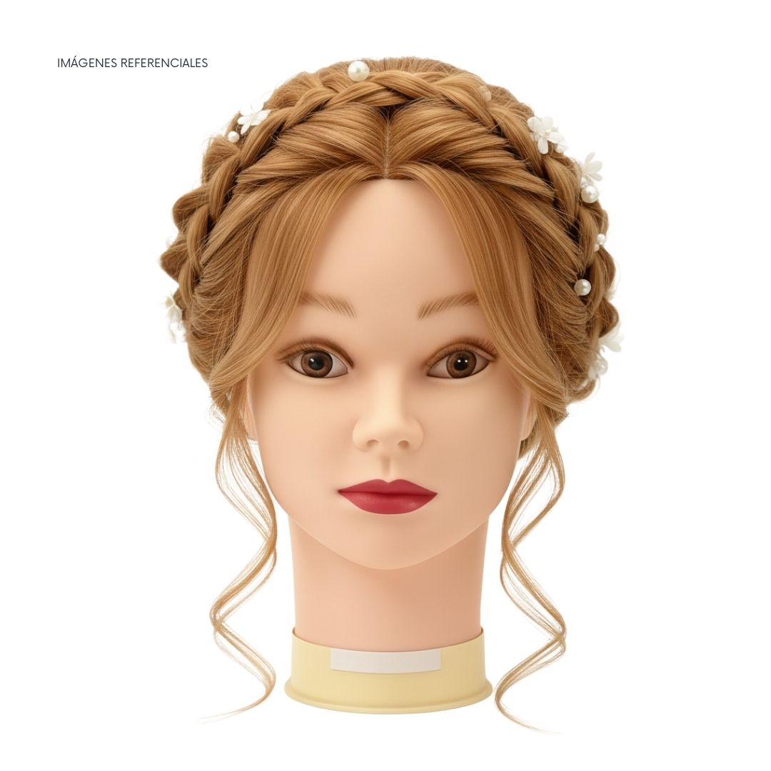 CABEZAL CON CABELLO SINTÉTICO PARA PRÁCTICA DE PELUQUERÍA - 2