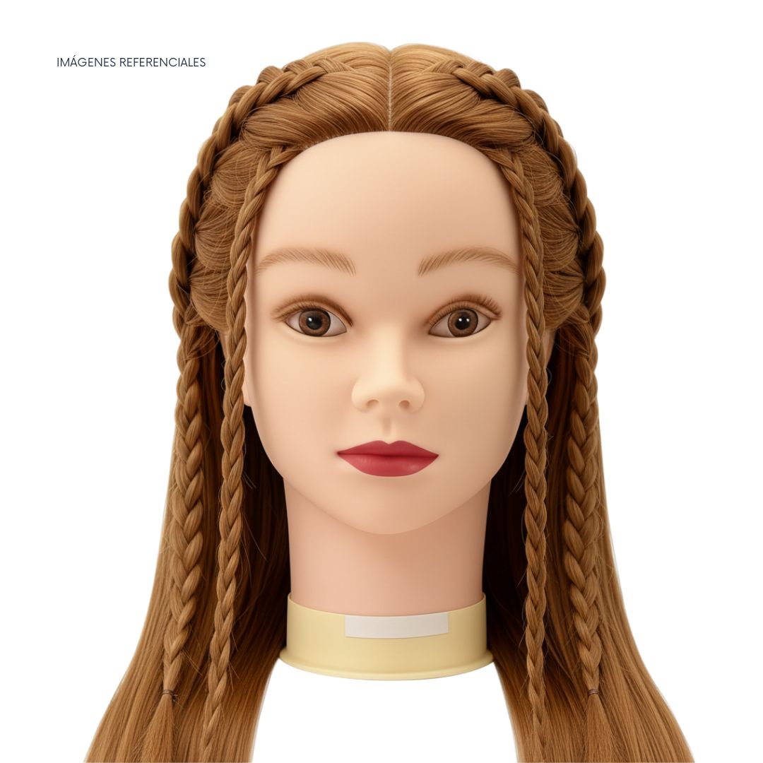 CABEZAL CON CABELLO SINTÉTICO PARA PRÁCTICA DE PELUQUERÍA - 4
