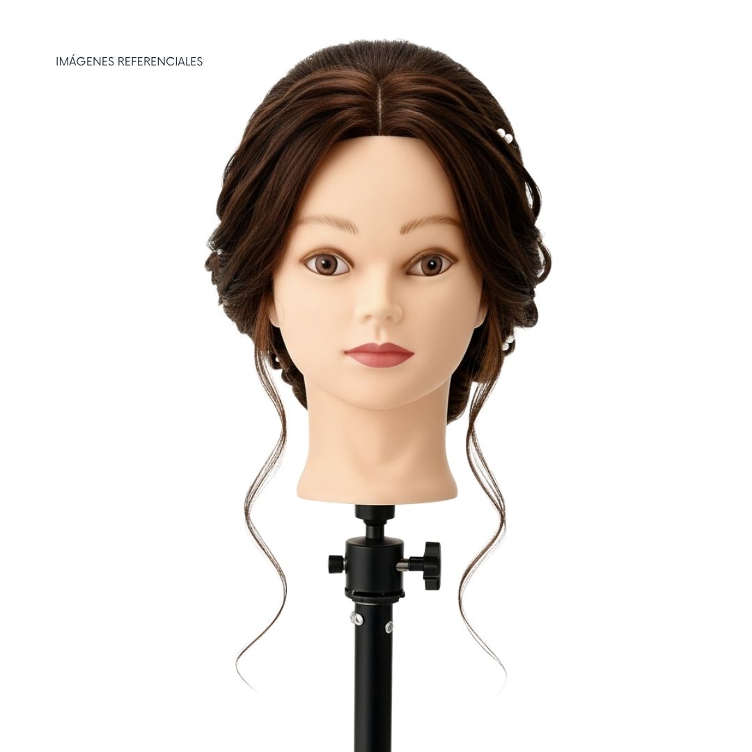 CABEZAL CON CABELLO NATURAL DE PONI PARA PRÁCTICA DE PELUQUERÍA - 2