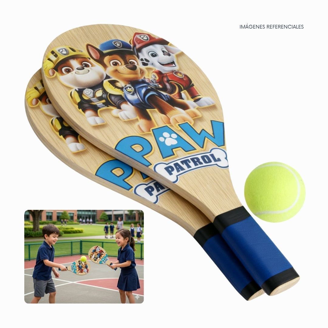 RAQUETA DE TENIS PAW PATROL CON PELOTA PARA NIÑOS - 1