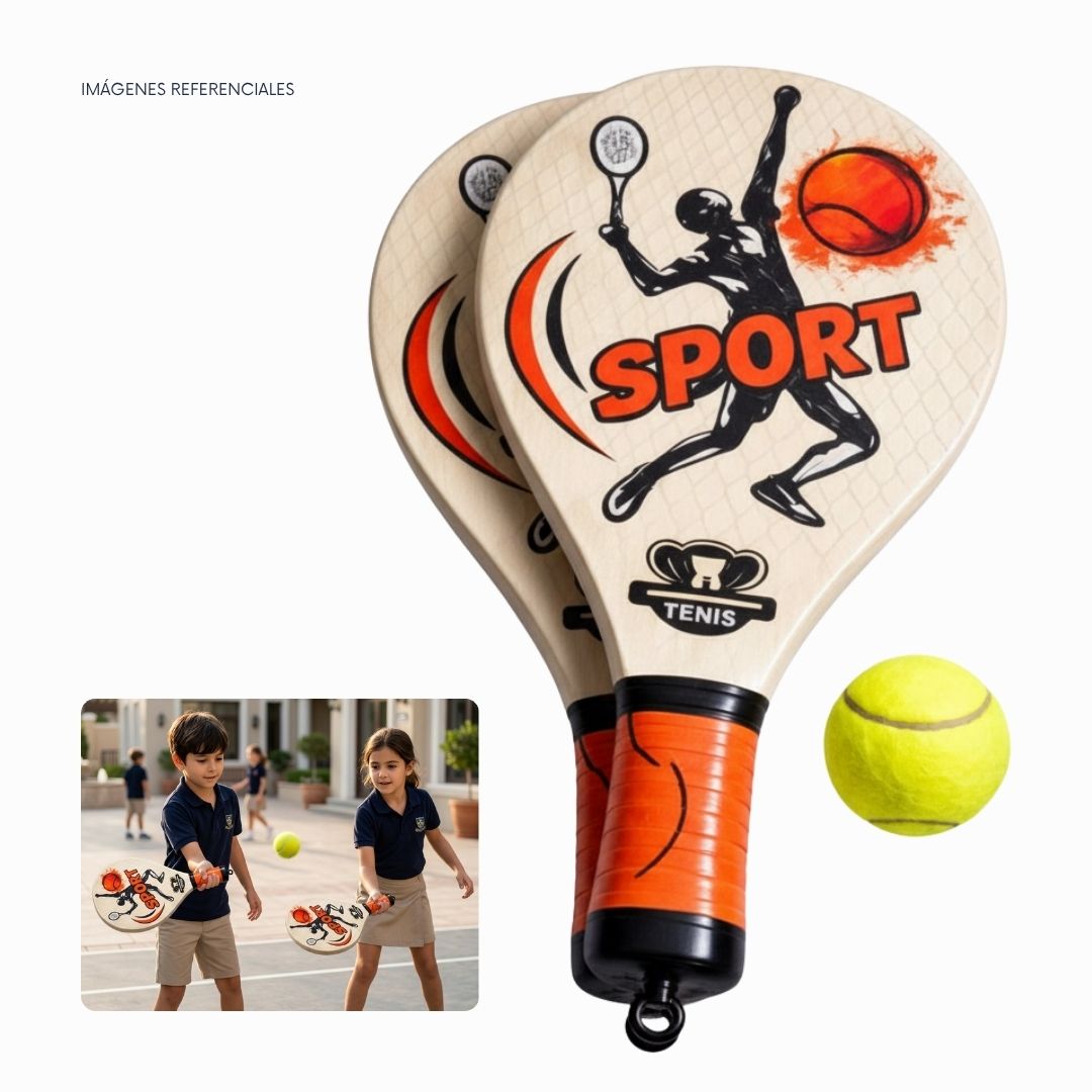 RAQUETAS PARA NIÑOS CON PELOTA JUEGO DIVERTIDO EXTERIOR - 5