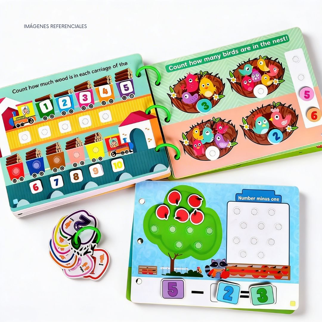 LIBRO MONTESSORI MATEMÁTICAS CON PEGATINAS Y ACTIVIDADES PARA NIÑOS - 7