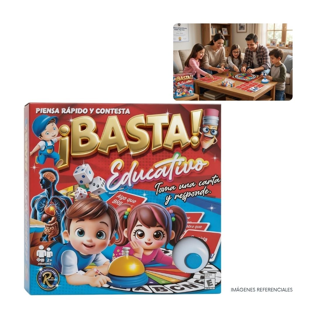 BASTA Y LUDO JUEGO DE MESA FAMILIAR 2 EN 1 CON TIMBRE - 2