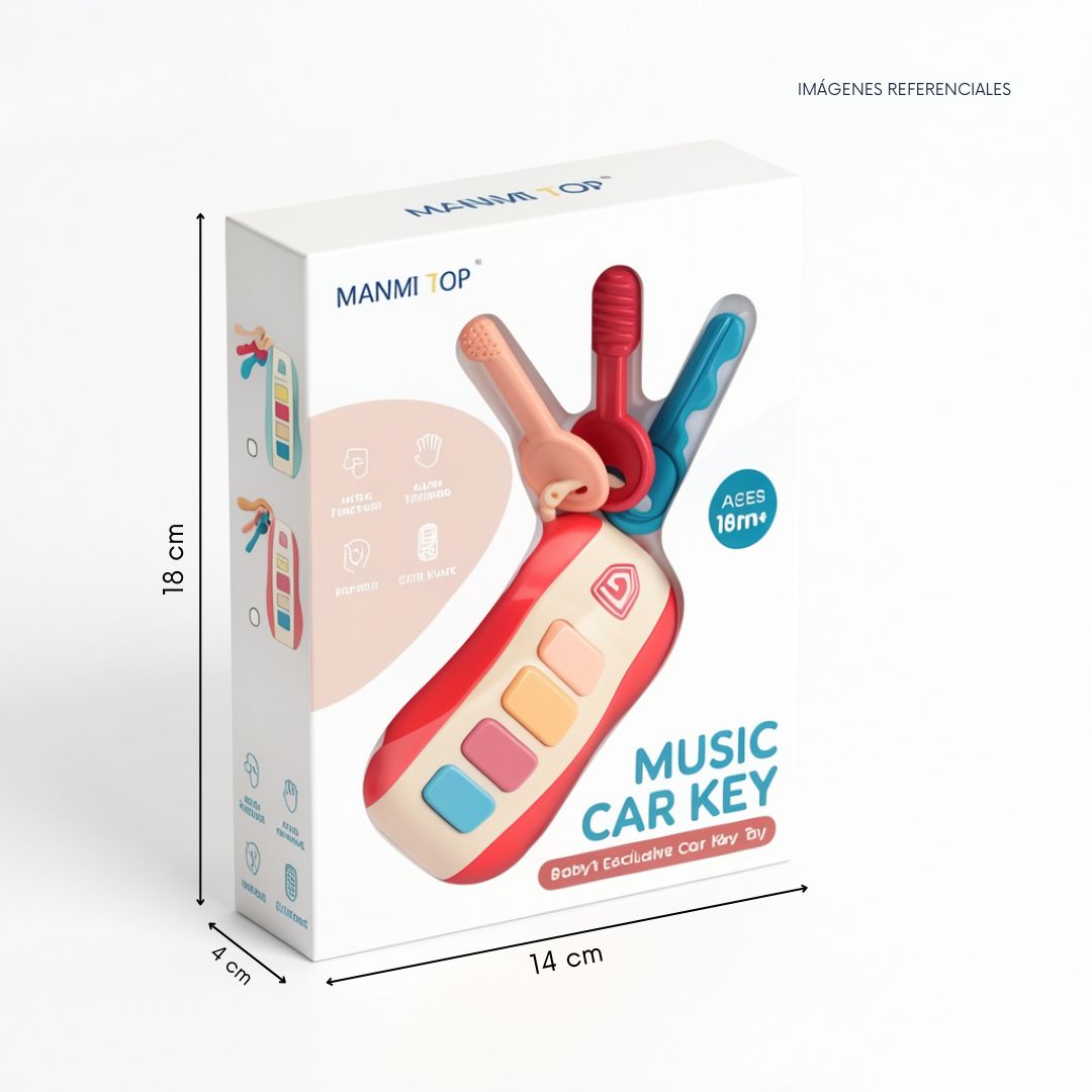 LLAVES DE CARRO JUGUETE MUSICAL BEBÉ CON MORDEDOR - CELESTE - 5