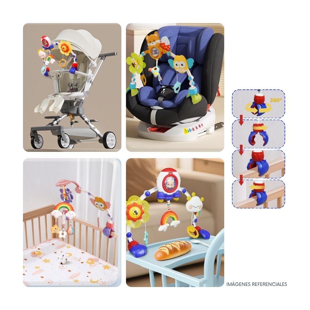 ARCO MÓVIL MUSICAL BEBÉ CON SONAJEROS PARA COCHE Y CUNA - 4