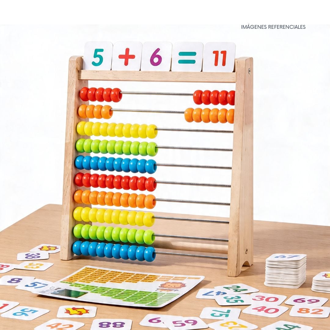 ÁBACO DE MADERA CON TARJETAS NUMÉRICAS EDUCATIVO NIÑOS - 1