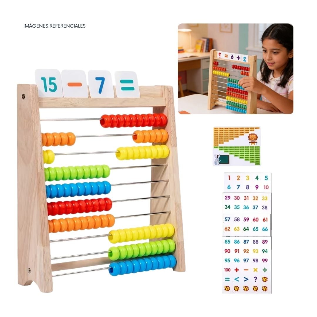 ÁBACO DE MADERA CON TARJETAS NUMÉRICAS EDUCATIVO NIÑOS - 2