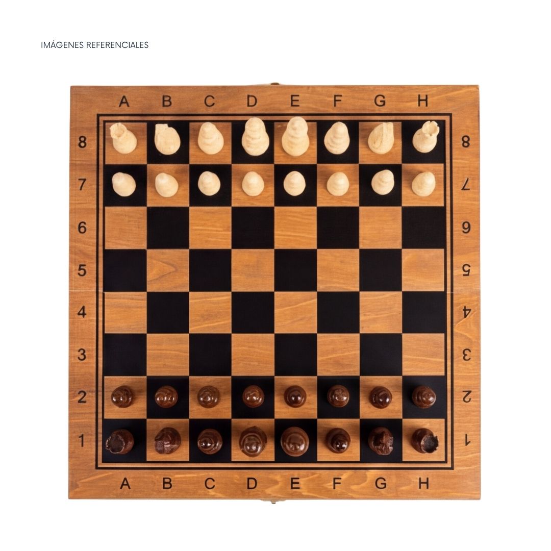 JUEGO DE MESA PLEGABLE 3 EN 1 - AJEDREZ DAMAS BACKGAMMON 29CM - 8