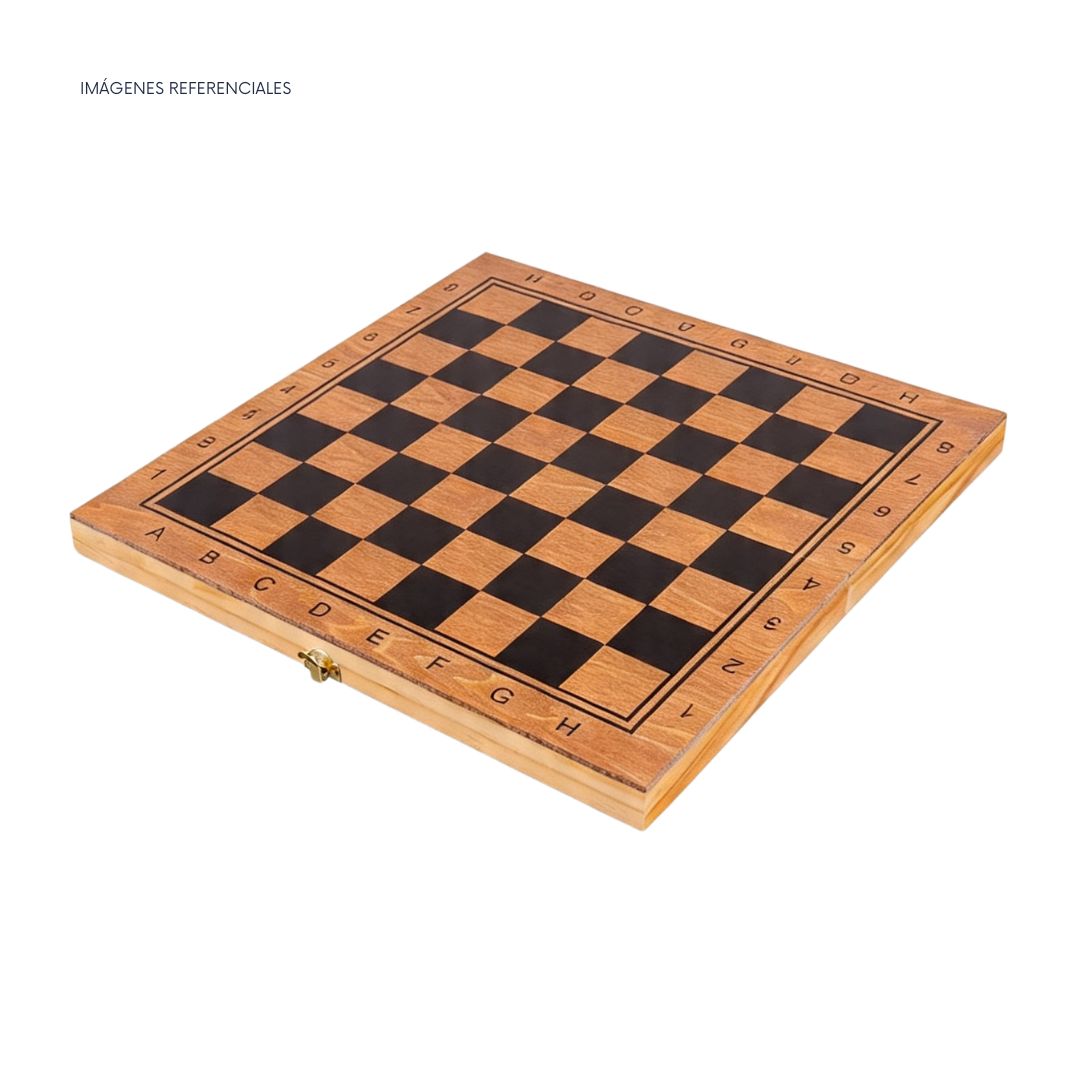 JUEGO DE MESA PLEGABLE 3 EN 1 - AJEDREZ DAMAS BACKGAMMON - GRANDE 48CM - 8