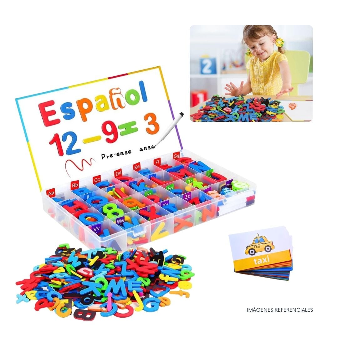 LETRAS MAGNÉTICAS 315 PIEZAS CON PIZARRA PARA APRENDER A ESCRIBIR NIÑOS - 1