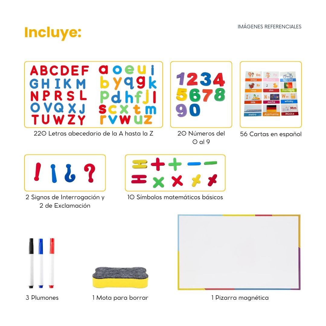 LETRAS MAGNÉTICAS 315 PIEZAS CON PIZARRA PARA APRENDER A ESCRIBIR NIÑOS - 2