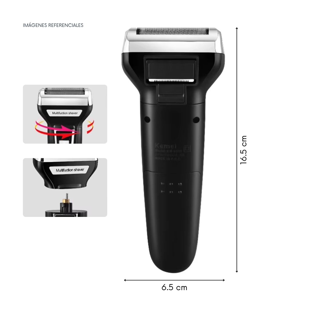 AFEITADORA CORTADORA RASURADORA ELÉCTRICA KEMEI 3 EN 1 RECARGABLE USB KM-6559 - 5