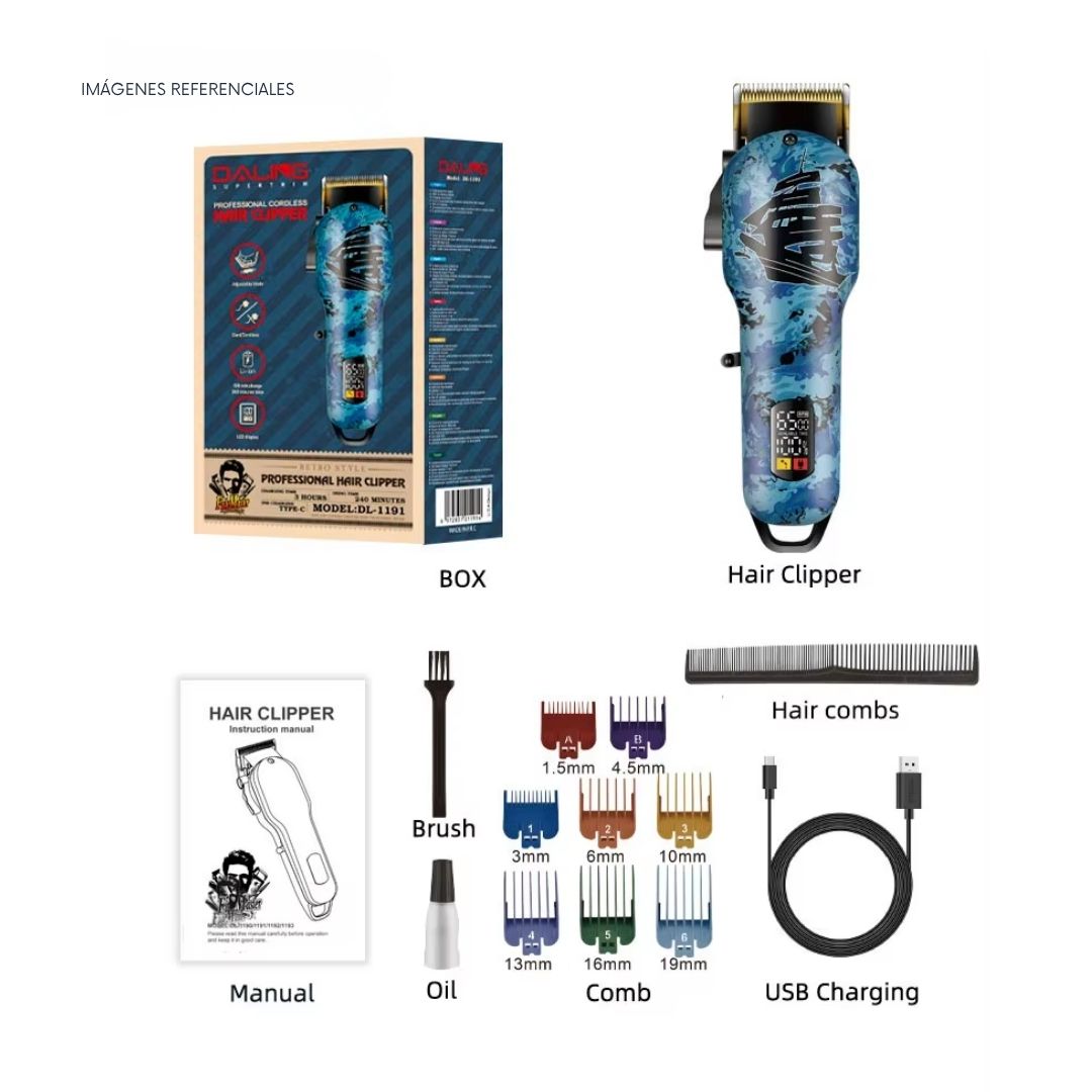 CORTADORA PROFESIONAL DE CABELLO INALÁMBRICA DALING DL-1191 - 1