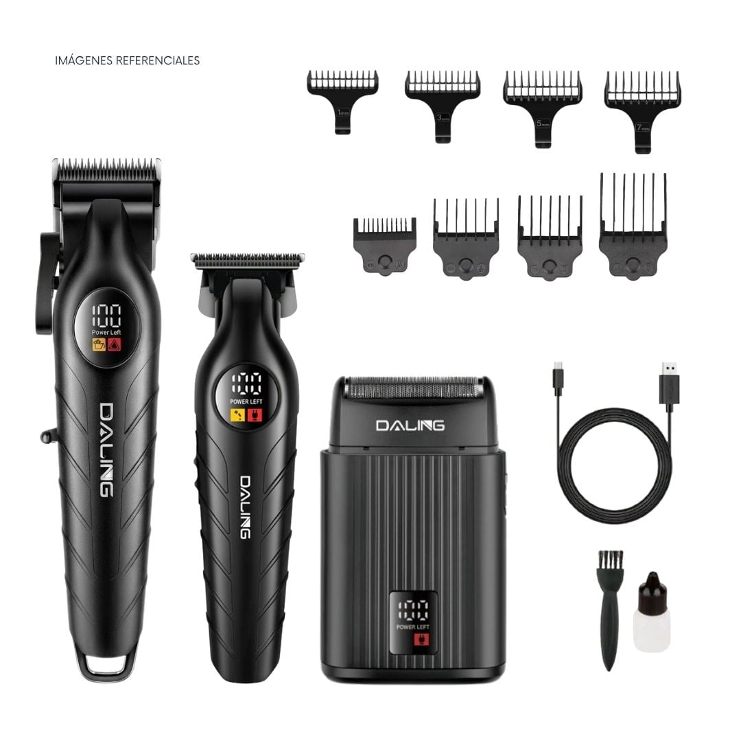 CORTADORA PROFESIONAL DE CABELLO INALÁMBRICA KIT 3 EN 1 DALING DL-9317 - 1