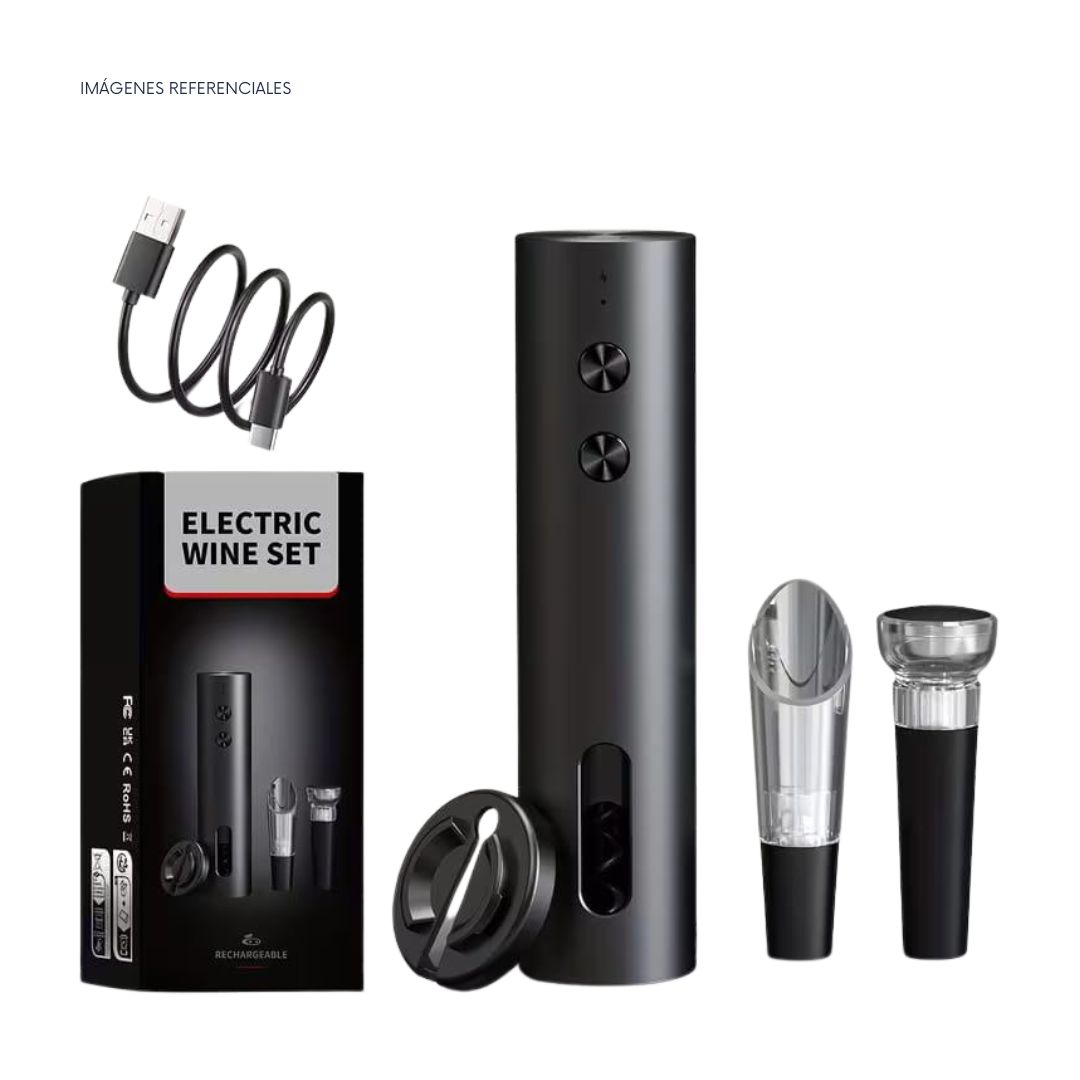 SACACORCHOS ELÉCTRICO RECARGABLE SET DE VINO 4 EN 1 - 1