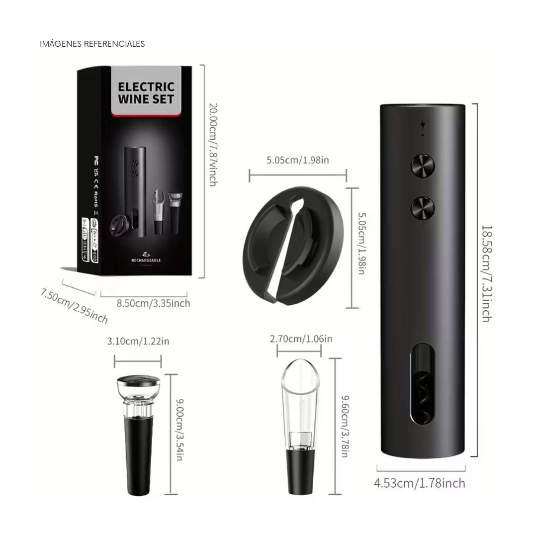 SACACORCHOS ELÉCTRICO RECARGABLE SET DE VINO 4 EN 1 - 5