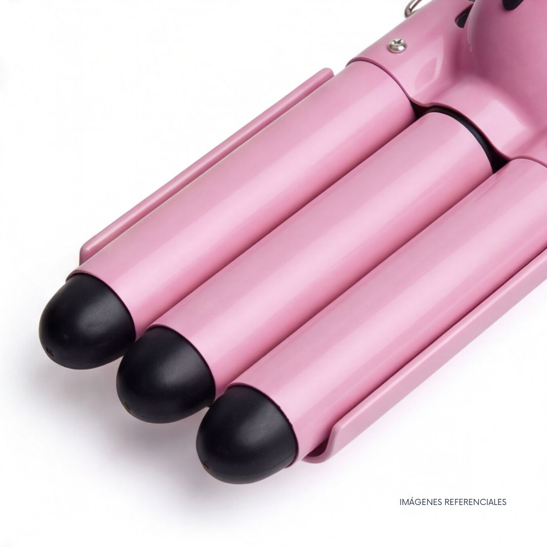 WAFLERA ONDAS SIRENA PARA CABELLO 3 BARRILES DE CERÁMICA PROFESIONAL - 2