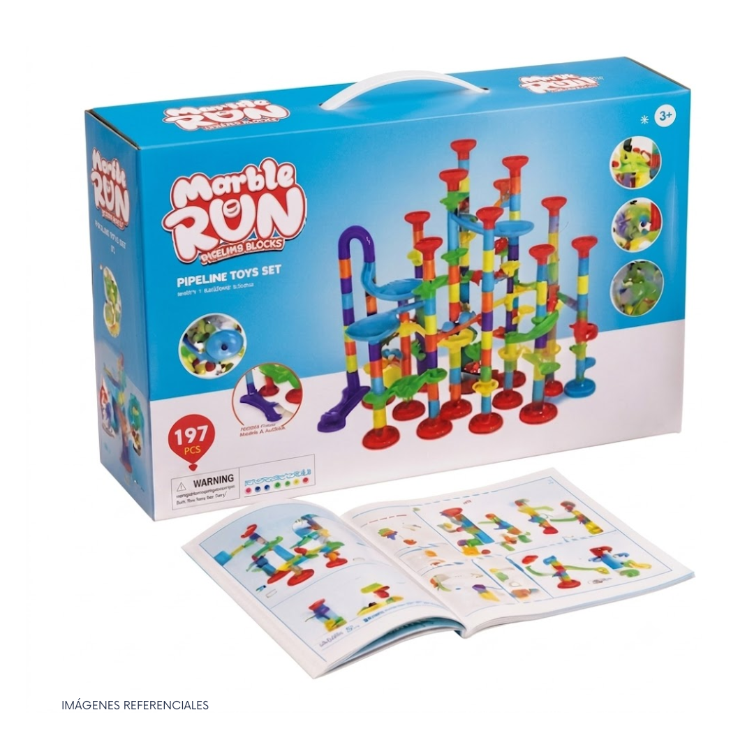 JUEGO DE CONSTRUCCIÓN CIRCUITO DE CANICAS CON PISTAS PARA CARRERAS - 5
