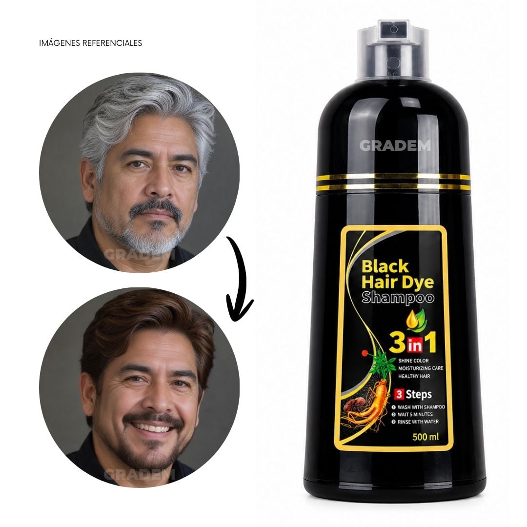 SHAMPOO TINTE 3 EN 1 PARA CABELLO 500 ML - COLOR MARRÓN OSCURO - 1