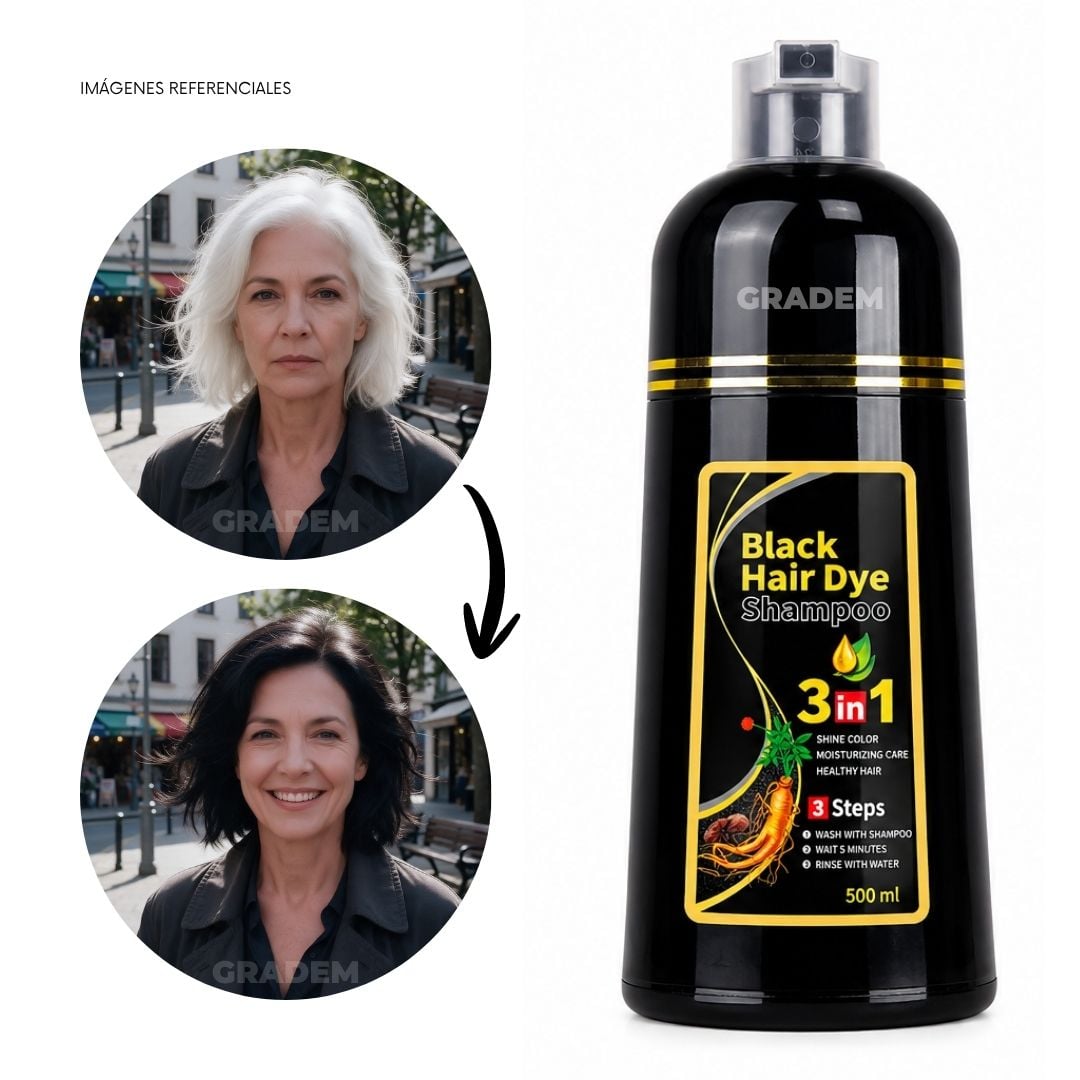 SHAMPOO TINTE 3 EN 1 PARA CABELLO 500 ML - COLOR MARRÓN OSCURO - 1