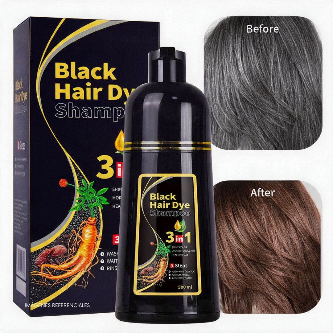 SHAMPOO TINTE 3 EN 1 PARA CABELLO 500 ML - COLOR MARRÓN OSCURO - 3
