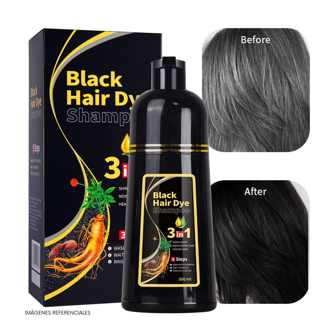 SHAMPOO TINTE 3 EN 1 PARA CABELLO 500 ML - COLOR MARRÓN OSCURO - 3