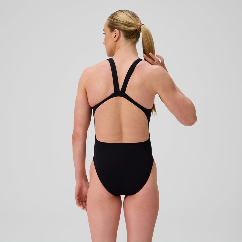 TRAJE BAÑO NATACIÓN MUJER SPEEDO SOLID LEADERBACK NEGRO - 2